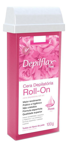 Cera Refil Roll On Depilação Depilflax Rosa 100g