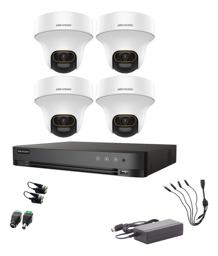 Hikvision Kit De 4 Cámaras De Seguridad Ptz Con Micrófono Integrado Domo Pt Turbohd 2mp Imagen A Color 24/7 Para Uso En Interior + Dvr 8mp 4 Canales Turbohd + 4 Canales Ip Modelo Ids2ce70df3t-plus-sc