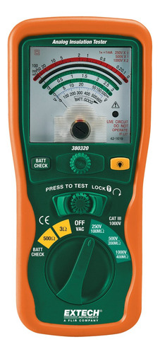 Extech 380320 Probador De Aislamiento Analgico, Verde