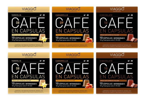 3 Cajas Viaggio Capsulas Nespresso Vainila Chocolate Caramel