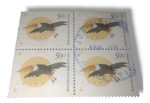 Sello Postal Estampilla Filatelia R. Argentina Tucán X 4