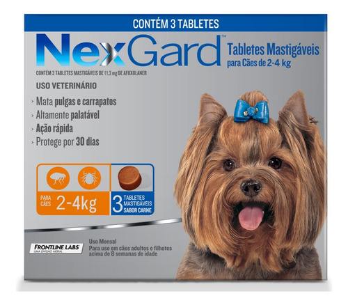 Nexgard Antipulgas E Carrapatos 2 A 4 Kg 3 Comprimidos