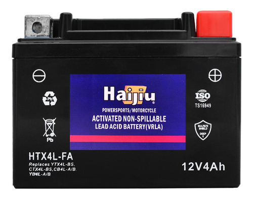 Batería Moto Haijiu Htx4l-fa Agm- Gel Libre Mantenimiento