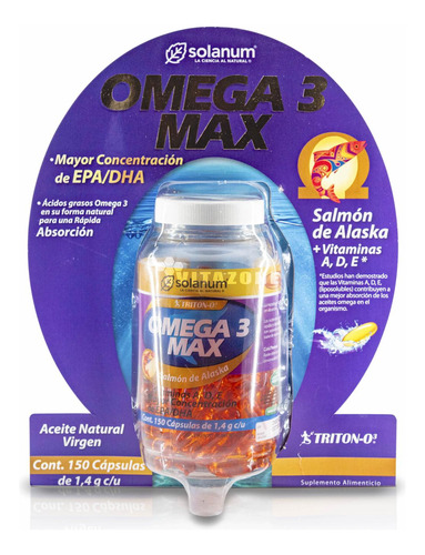 Omega 3 Max Epa/dha Salmón De Alaska 150 Cáps Solanum