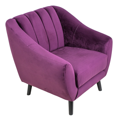 Sillón Individual Ocasional Vintage Moderno Minimalista Color Uva Diseño De La Tela Terciopelo