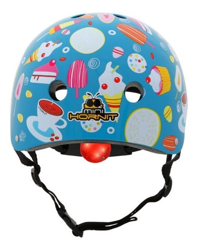 Casco Infantil Ice Creams Luz Led Azul Niños Ciclismo Hornit Talla M (53-58cm)