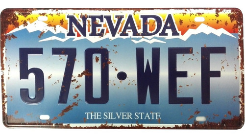 Placa Carro Antiga Decorativa Metálica Vintage Nevada