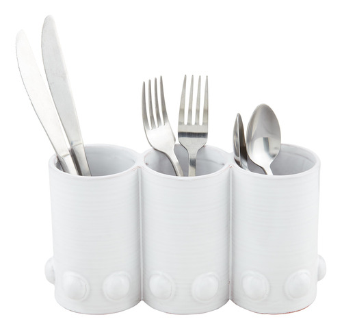 Mud Pie Soporte Para Utensilio Triple Cuenta 5 X 9 Blanco