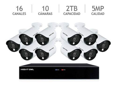 Night Owl Sistema Seguridad Cctv 10 Camara Dvr 2tb 16ch Luz