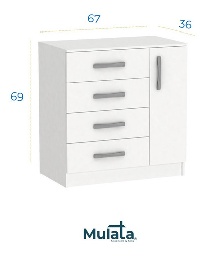 Imagen 2 de 8 de Cómoda Cajonera Zapatera 4 Cajones 1 Puerta Mueble