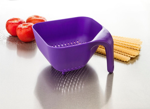 Colador Cuadrado Con Mango Colgante Y Patas Plástico Colores Color Violeta