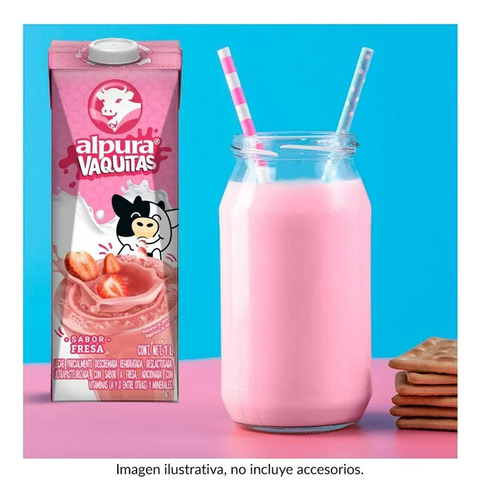 Leche Alpura Vaquitas Sabor Fresa 1 L. 12 Pzs.