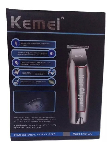Maquina Acabamento Barbeiro Cabeleireiro Kemei 032 Titanio