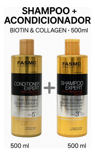 Shampoo Y Acondicionador Fasmc Biotin + Colágeno 500ml
