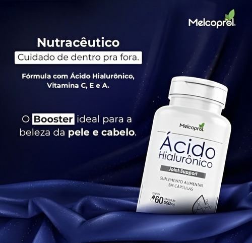 Suplemento Em Cápsulas Melcoprol Ácido Hialurónico Vitaminas Em Pote De 100g 60 Un