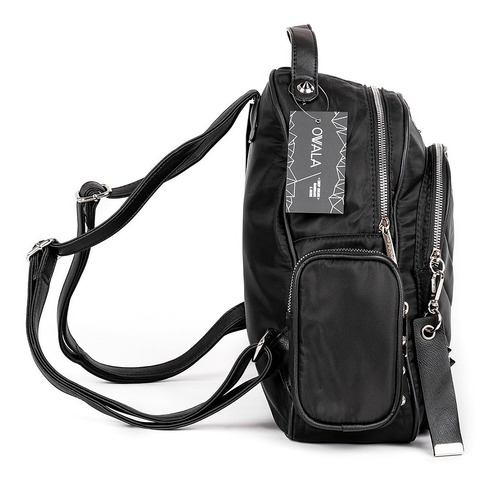 Imagen 4 de 5 de Mochila Urbana Mujer Lima Negra Tachas Bolsillos Dama