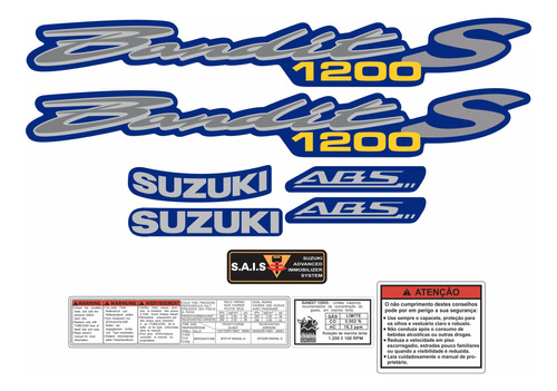 Kit Adesivo Suzuki Bandit 1200s 2009 Azul Szb1200s05 Fgc