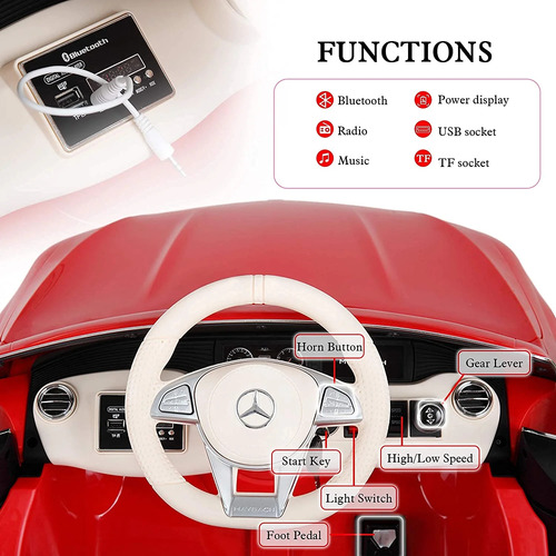 Carrito Montable Eléctrico Mercedes Benz 12v C/remoto Rojo