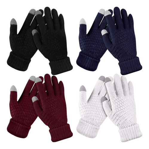 4 Pares De Guantes De Invierno Para Pantalla Táctil Para Muj