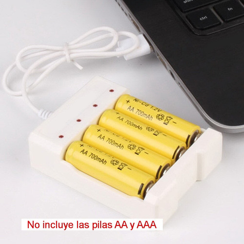 Cargador De Pilas Recargables Aa Aaa Usb 4 Pilas Ni/cd Ni/mh