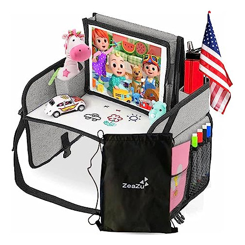 Kids Travel Tray With Bag - Toddler Car Seat Tray, Fold...