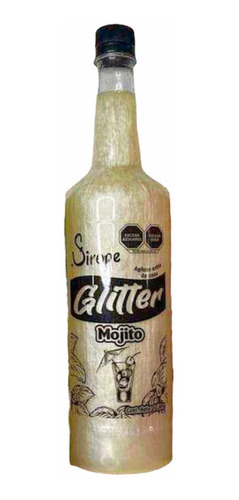 Botella De Sirope Con Glitter Sabor Mojito
