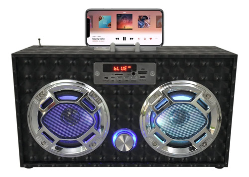 Wireless Express - Mini Boombox Con Altavoces Led - Radio Fm