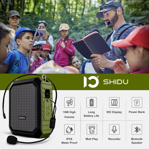Amplificador De Voz Shidu, Bluetooth, Portátil, Impermeable