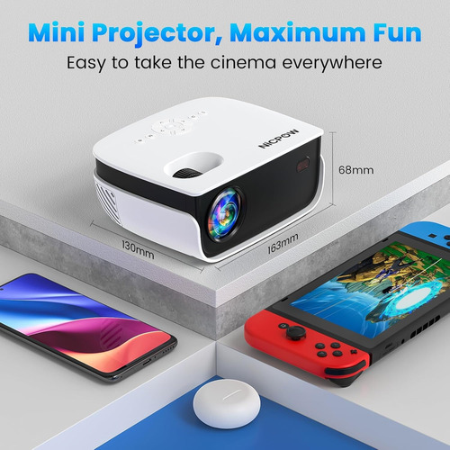 Proyector Nicpow Mini, Proyector Portátil Con 1080p Y 7500l