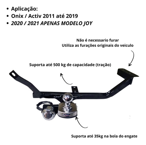 Reboque Engate Onix Hatch 2011 2012 2013 2014 2015 Reforçado