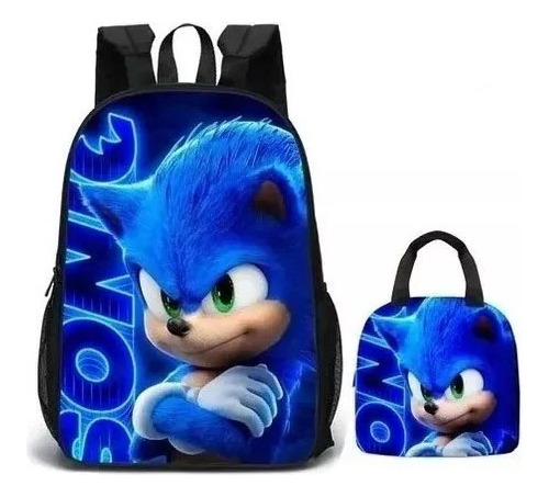 2pcs/set Sonic Doble Cara Mochila Escolar Fiambrera 01