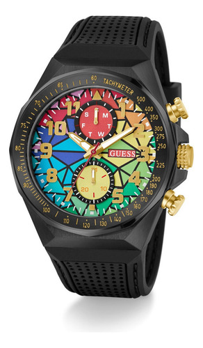 Reloj Hombre Guess D1 Negro Fondo Arcoíris