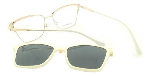 Anteojos Clip On Lentes 2254 Metal Polarizado Uv Pin Up Flex Beige
