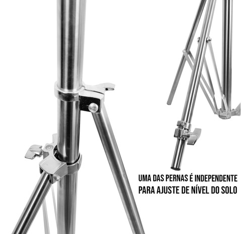 Tripé Iluminação Inox Estudio Com Nivel Bolha Greika 3,5m