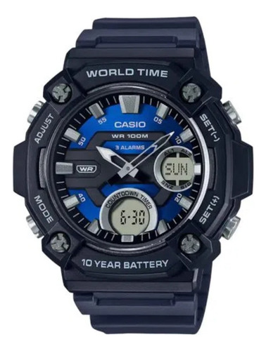 Reloj Casio Caucho Hombre Deportivo Aeq-120w-2a 100m Crono