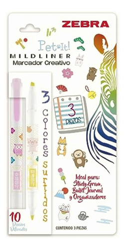 Zebra 400mlkmdb003 Marcadores De Arte Mildliner Pet It Milk,