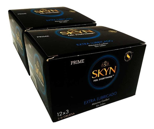 Preservativos Prime Skyn Extra Lubricado 72u(24x3) Sin Látex