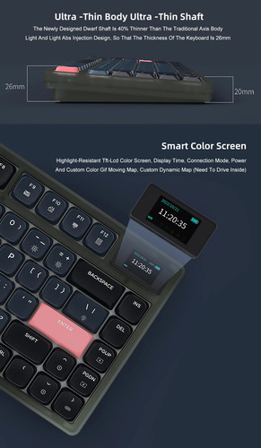 Teclado Mecânico Ajazz Ak832 Pro Rgb Com Tela (low Profile)