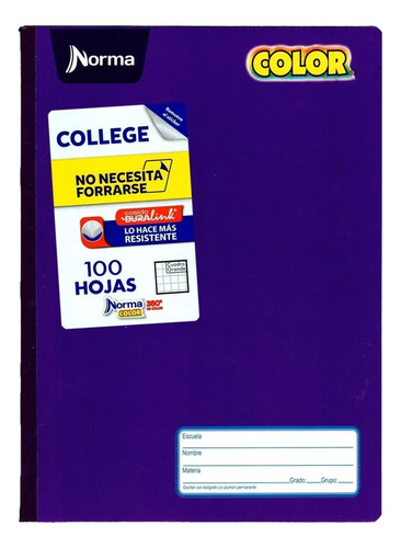 Cuaderno Profesional100h Norma Color 360 Cosido Cuadro 5mm P