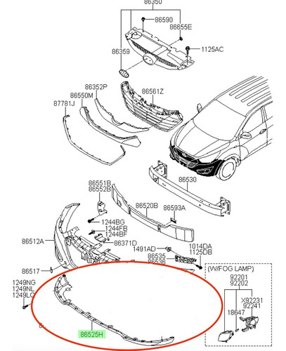 Moldura  Inferior Parachoque Delantera Hyundai Tucson 11 -14