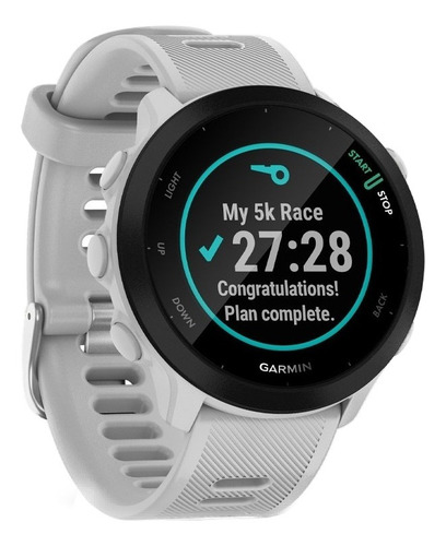 Reloj De Pulsera Inteligente Garmin Forerunner 55 Unisex Color de la correa Blanco Color del bisel Negro Color del fondo Negro