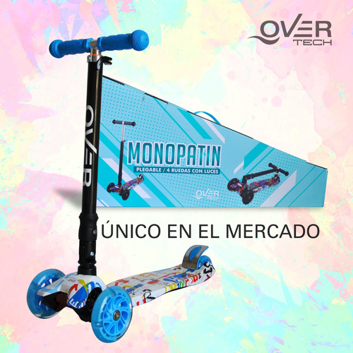 Imagen 6 de 10 de Monopatin Scooter Plegable Niños 4 Ruedas Led Soporta 80k 3c