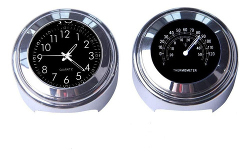 2 Relojes De Cuarzo Para Motocicleta Y Termómetro De 7/8 Pul