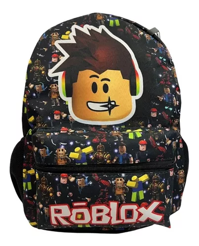 Mochila Roblox De Rodinhas Escolar Cor Preto Desenho do tecido