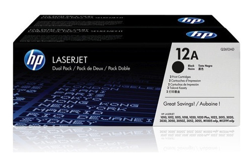 Tóner Hp 12ad Q2612ad Dual Pack Laser Jet 1010/1022/3015