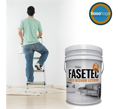 Imagen 6 de 10 de Pintura Polacrin 20lts Lavable Interior Exterior Pared Cubritivo Latex Color Blanco Fasetec Antihongos Acrilico Mate