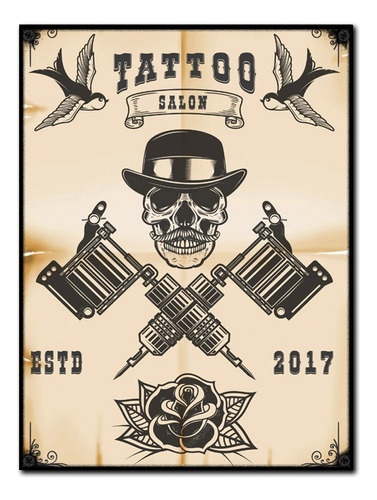 #1369 - Cuadro Vintage 30 X 40 Tattoo Maquina Tatuaje Poster