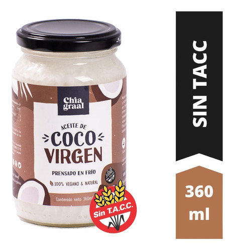 Aceite Coco Virgen Chia Graal X 360 Ml - Sin Gluten Sin Tacc