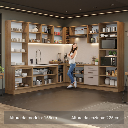 Armário De Cozinha Completa 549cm Agata Madesa 01 Cor Rustic/crema