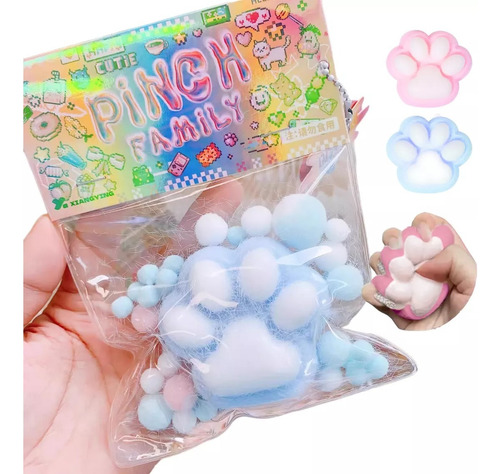 Juguete Antiestres Gato Garra Squishy Original Blando Taba Azul Claro